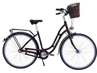 HAWK City Classic Joy Fahrrad Damen I Damenfahrrad 28 Zoll I Tolles Stadtfahrrad I Leichtes Damen Fahrrad mit 3-Gang Nabenschaltung I Bordeaux