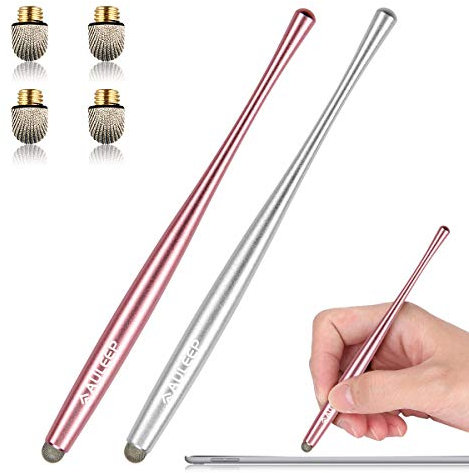 AULEEP Eingabestift Stylus Touchstift for Touch Screen 2 Pack with 4 Nanofiber Tips Stylus für Handy, Tablets, iPads, Kindles (2 Pack - Silber und roségold)
