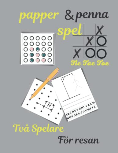 Pappers & och pennspel för 2 spelare, hjärnspel, resespel: Aktivitetsbok, tic-tac-toe, dots and boxes, hangman and connect four