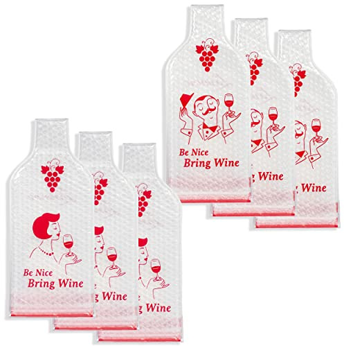 Lazenne Wine Cush - Set di 6 Sacchetti per Bottiglie di Vino Riutilizzabili - Tripla Chiusura e Tripla Pelle - Protezione Bottiglie di Liquore, Olio d'Oliva, Birra, Profumo e Vino per Bagagli in Aereo