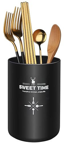 Aufbewahrung Küchenutensilien Organizer, 10x13 cm Küchen Utensil Holder Behälter, Edelstahl-Küchenutensilienhalter Schwarz Metall Utensilienhalter, Kochutensilien Behälter für Küchenutensilien Schwarz