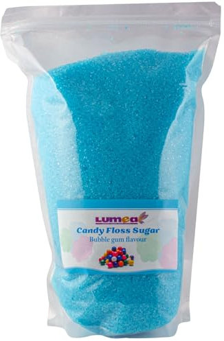 Dekozauber24 Premium Zuckerwatte Zucker mit Kaugummi Geschmack, 1kg, vegan, essbarer, blauer Farbzucker, farbig, wiederverschließbar, Bubble Gum Zuckerwattezucker 1000g für jede Zuckerwatte Maschine