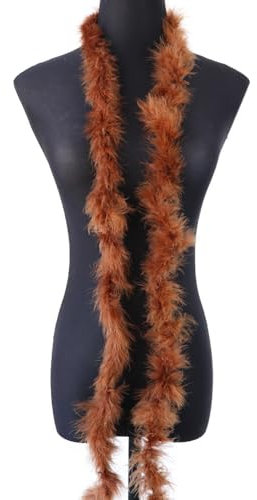 1 x 2m Federboa Truthahnfedern Boa,Flauschige Plüsch-Feder Boa Federstola Federschal Federgirlande für Weihnachtsbaum Hochzeit Basteln Burlesque Karneval Party 20er Jahre Kostüm Deko,ca. 10g Braun