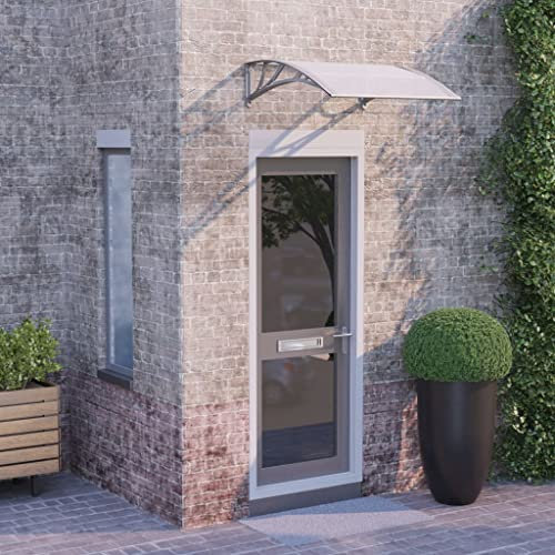 Auvent de Porte d'entrée, Marquise Porte d'Entree Protection de Porte de Toit Toit Abri Protection Auvent de Porte Gris et Transparent 80x80 cm Polycarbonate