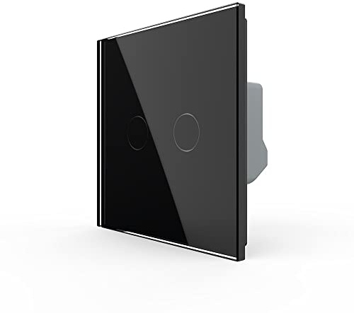 LIVOLO - Interruptor de luz táctil regulable (2 vías, interruptor de luz táctil, regulador de intensidad, cristal de pared, color negro, VL-FC2D2-2G-C2-12)