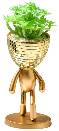 Pasdrucn Discokugel Blumentopf, Discokugel Groß/klein Blumenkasten, Disco Blumentopf Gold/Silber, Disco Kugel Pflanzentopf, Discokugel Deko übertopf Makramee Für Party Büro,Küche (Gold)