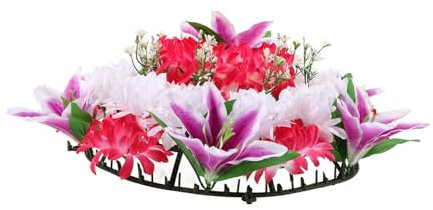 ORFOFE Couronne de Deuil Artificielle en Chrysanthème Décoration de Cimetière Taille Petite Guirlande Funéraire sans Entretien pour Commémoration et Funérailles