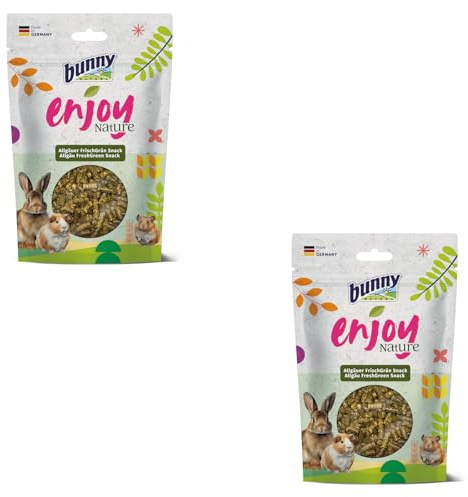 Bunny EnjoyNature Allgäuer Spuntino verde fresco | Confezione doppia | 2 x 200 g | Snack per conigli nani, porcellini d'India, Cincillà & Degus | Può sostenere la cura dentale