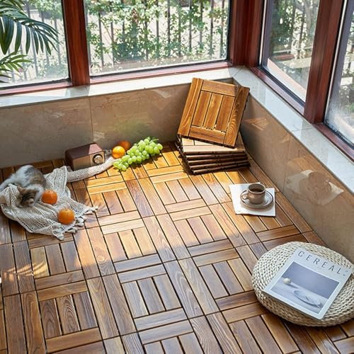 Piastrelle for pavimenti for esterni ad incastro in legno massello Piastrelle for balconi for terrazze da giardino in legno carbonizzato con giunzione quadrata - Pavimenti in laminato con di moschetto