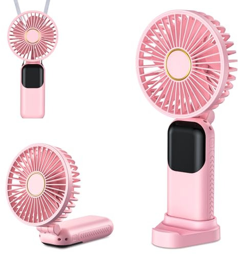 Handheld Fan Rechargeable, Portable Mini Fan Handheld with 5 Speeds 5000mah, Electric USB Small Hand Held Fans, Powerful Personal Fan Foldable Fans for Outdoor Office Travel Camping School Home