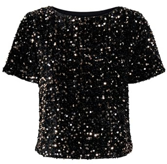 ONLY Onlanika SS Sequins Boat Top WVN, Noir, XL
