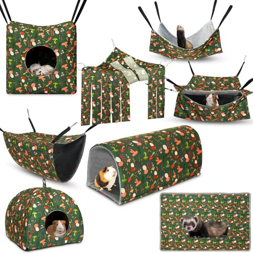 Geelin 8 Pack Rat Hammock Ferret Tunnel Guinea Pig House Hideout Cave Bed