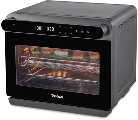 Trisa Forni a vapore Air Fusion Pro – 24L Forno a vapore piccolo con convezione, Forno elettrico a vapore da tavolo, 8 programmi, vano cottura in acciaio inox, display LED
