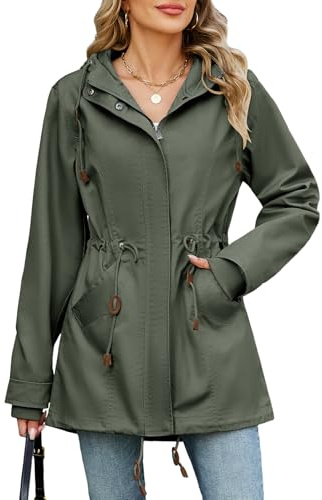 Tuopuda övergångsjacka damer casual lätta militärjackor anorak användning hög midja dragsko sommarjacka höstjacka lätt parkas kort kappa