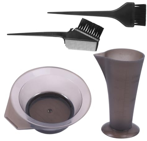 minkissy Kit de Tinte Cabello 4 Piezas Tamaño Pequeño Plástico Duradero para Uso Profesional y Doméstico Cuenco para Tinte, Pincel para Teñir y Taza Medidora Surtidos para Color Aleatorio