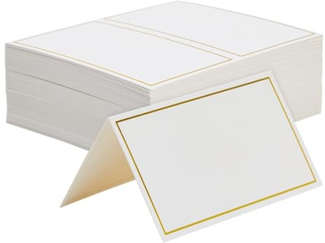 Febbya Tarjetas de Lugar con Lámina Dorada,50 Pcs Tarjetas de Nombre para Mesas de Boda Etiquetas para Buffet Tarjetas de Lugar para la Mesa Tarjetas de Mesa para Fiestas Números de Mesa para Bodas
