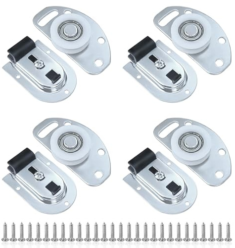 Kit de 4 poulies universelles pour porte de placard coulissante, silencieuse, comprend un rouleau inférieur et un support supérieur, matériel d'armoire, roue de rail de porte pour armoire, tiroir