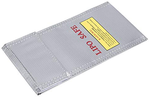 Alomejor Litiumjonbatterisäker Väska, Brandsäkert Explosionssäkert Förvaringsskydd för Batterier, Bärbar 10x20 Cm, Tillverkad Av PVC, Bomull och Glasfiber
