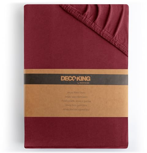 DecoKing Spannbettlaken 120x200 140x200 cm 100% gekämmte Baumwolle Bordeaux Spannbetttücher Jersey Boxspringbett Amber 120 x 200 140 x 200