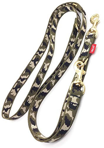 VINUR® Hundeleine 3-Fach verstellbar - Doppelleine - für mittlere und große Hunde - mit Messingkarabinern - extra robust und stabil - 2,2 Meter lang