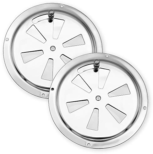 everlar® 2 x rostfritt stål ventilation rosett av 125 mm I kvalitet gälplattan dubbel pack I grill ventilation reglaget för rökare, båt, husbil, hus och många fler I låsbar rund fläkt