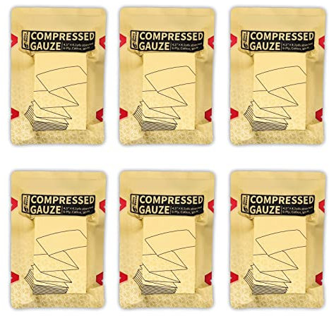 RHINO RESCUE Mullkompresse, Erste-Hilfe- und Trauma-Set, Steriler Notfallverband für den Notfall-Wundversorgung, Hämostatische Kontroll-Bandage, 4.5 x 13.5 (6 Stück)