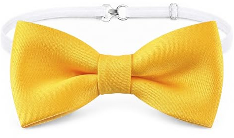 TigerTie - Papillon per bambini in tinta unità con elastico da 29 a 40 cm, regolabile + scatola portaoggetti, Giallo Giallo Mais, Fliegengröße: ca. 7 cm x 3,5 cm