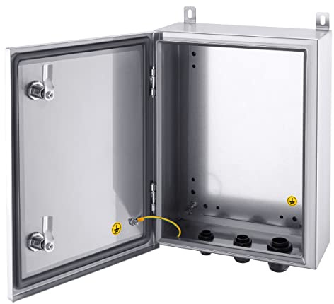 Ordentlich IP65 Weatherproof Stainless Steel Box Wall-Mounted Electronic Equipment Enclosure Box with Mounting Plate and Wall Bracket (16'' x 12'' x 6'')…