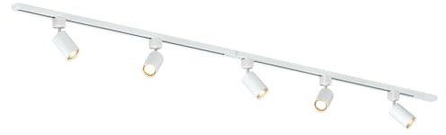 Qub - Focus III Juego de luces de riel 1 fase - GU10 – 200cm - 5 focos - Sistema de riel - Blanco