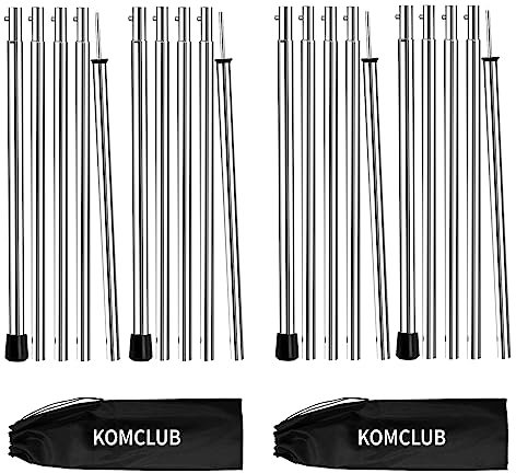 KOMCLUB Teleskopstange für Zelte Tarp - Campingstangen für Planen Markise Baldachin Veranda Sonnensegel Plane Kopffreiheit Aluminium Verstellbares Teleskop 190 cm mit 4 Stück
