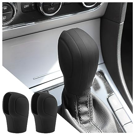 CGEAMDY 2 Pack Car Gear Shift Knob Cover, Anti-Slip Auto Knob Gear Stick Protector, Comfortable Silicone Handbrake Shifter Cover for Men Women, Universal Vehicle Interior Accessories(Black)