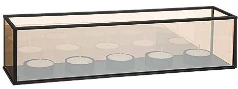 Atmosphera - Photophore 5 bougies Infini en verre 34x8,2cm noir