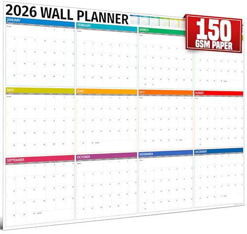 Wall Planner 2026 - Extra Large 33” x 24” Color Full Year Wall Calendar - 12 Month Planner 2026 Yearly Planner Wall Calendar Personalized Calendar 2026 - Boxes Edition