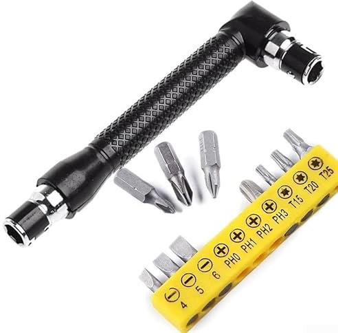 Jayruit Schraubenschlüssel-Set, rechtwinklig, gekröpft, Schraubenschlüssel-Set, Sechskant-Schraubendreher-Bits, Mechaniker-Werkzeug mit 10 Schraubendreher-Bits