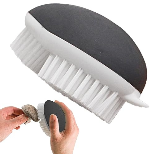 Vegetable Brush,Veggie Brush Potato Scrubber Brush Veggie Brush with Non-Slip Grip for Food, Corn and Carrots, with Dots Remover(gray+white)