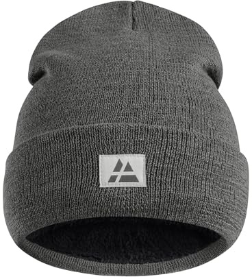 DANISH ENDURANCE Gorro de Punto Estilo Beanie con Forro Polar, Suave y Elástico, Materiales Reciclados, para Hombre y Mujer, Gris Oscuro, One Size