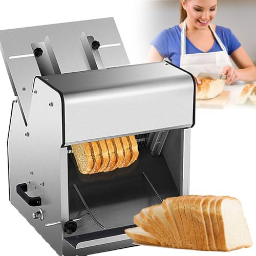 YANGYMM Ratera de Pan Tostadas Comerciales, MáQuina de Corte EléCtrica de Grosor de 12 Mm, Cortadora de Alimentos de Acero Inoxidable 304, Cortador PanaderíA de 31 Piezas, para Pan Casero Vegetal