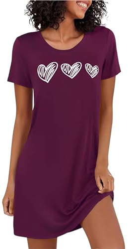 Marvmys Women Soft Nighties Women's Nightdress | Short Sleeve Nightshirt Luxury Soft Touch Nightgown V-Neck Sleepwear Summer Sleepshirts