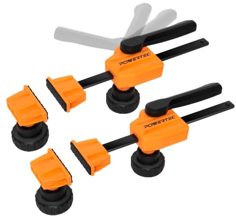 POWERTEC Bench Dog Clamps for 3/4 Dog Holes, Quick Release and Heavy Duty Workbench Clamps with 176lbs Clamping Force, Woodworking Tools - 2PCs (72105)