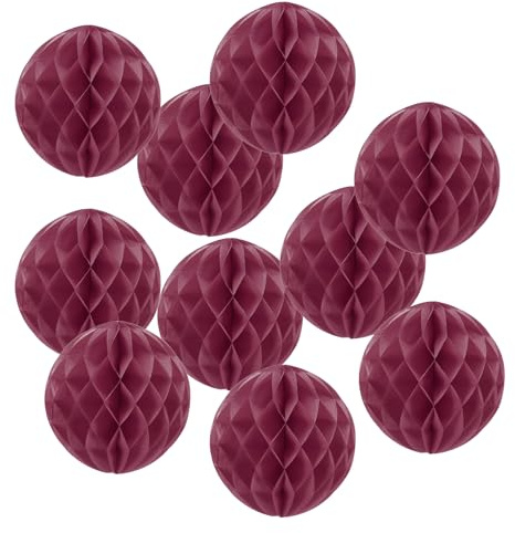 PATIKIL 10pcs 14 Honeycomb Balls Tissue Paper Pom Poms, Party Hanging Paper Honeycomb Balls Decoration for Birthday Wedding Home Backdrop Decor, Burgundy