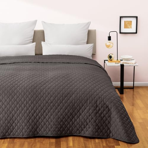 Blumtal Colcha Cama 220x240 cm - Certificada Oeko-Tex 220x240 cm - Colchas de Verano - como Cubrecama 160x200 como edredon 200x200 cm - Tela Cubre sofá - Manta para sofá Antracita Bedspread Lavable