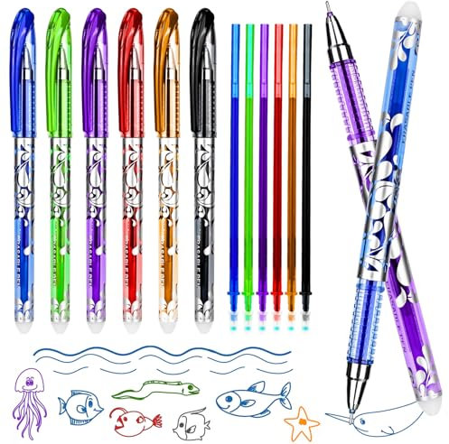 RUCUDIM Radierbare Gelstifte Stifte 0.5mm Wegradierbare Erasable Pen Radierbarer Kugelschreiber Tintenroller Radierstifte Friction Bunt Löschbare mit 30 Minen und 2 Radiergummis für Schulen, Büros