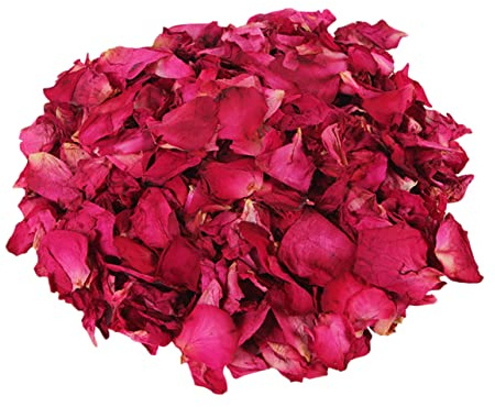 HOLIDYOYO Petali di Rosa Rossa Essiccati Naturali Profumo Naturale 100g e Sacchetto Sigillato per Bagno Spa per Matrimonio e Relax