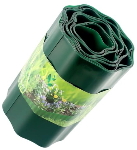 Opatiny Valla flexible para césped y parterres, para césped verde de plástico, 10 cm, 15 cm, 20 cm de alto x 9 m de largo
