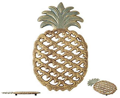 Comfify Untersetzer in Ananasform aus Gusseisen -Dekorativer Ananasuntersetzer aus Gusseisen für Küche oder Esstisch - Modernes, trendiges Design - Mit Gummifüßen - Recyceltes Metall