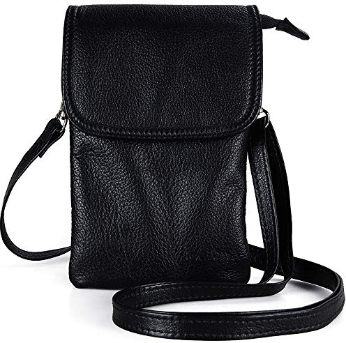 befen Genuine Leather Crossbody Bag, Cellphone Wallet, Small for Women Mini Shoulder Purse with Long Strap and Key Ring - Fit 8 Plus or Phone Less 6.5 Inch