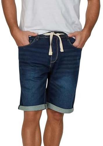 riverso RIVPaul Pantalones Vaqueros Cortos para Hombre, Jeans Short, Cortos de Verano, Corte Regular, Bermudas, Gris, Azul Claro, Azul, Negro, W30 - W42 - Dark Blue Denim (D147) - W42