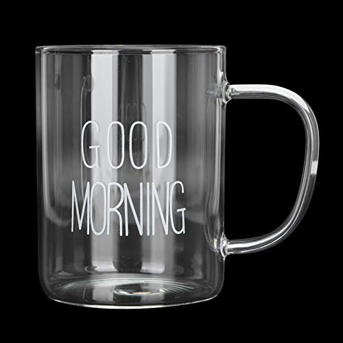 Duokon Bicchieri d'acqua riutilizzabili in Vetro borosilicato alto, tazza da caffè al latte trasparente da 350 ml con manico Bicchiere d'acqua Bicchieri Utensile da (A)