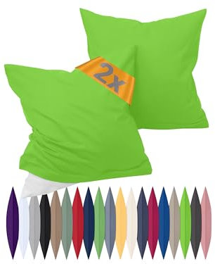 npluseins Renforcé-Kissenbezüge im Doppelpack - 100% Baumwolle - schlicht und edel 698.898, 50 x 50 cm, grün
