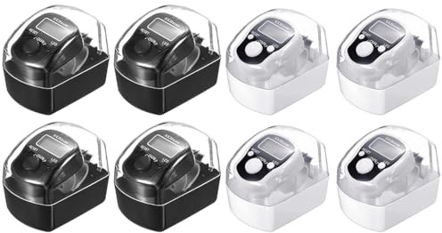 Anlising Lot de 8 compteurs de doigts électroniques à LED, compteur de tours, compteur à 5 chiffres avec boîte, pour le golf, le sport, le fitness, l'entrepôt (noir, blanc)
